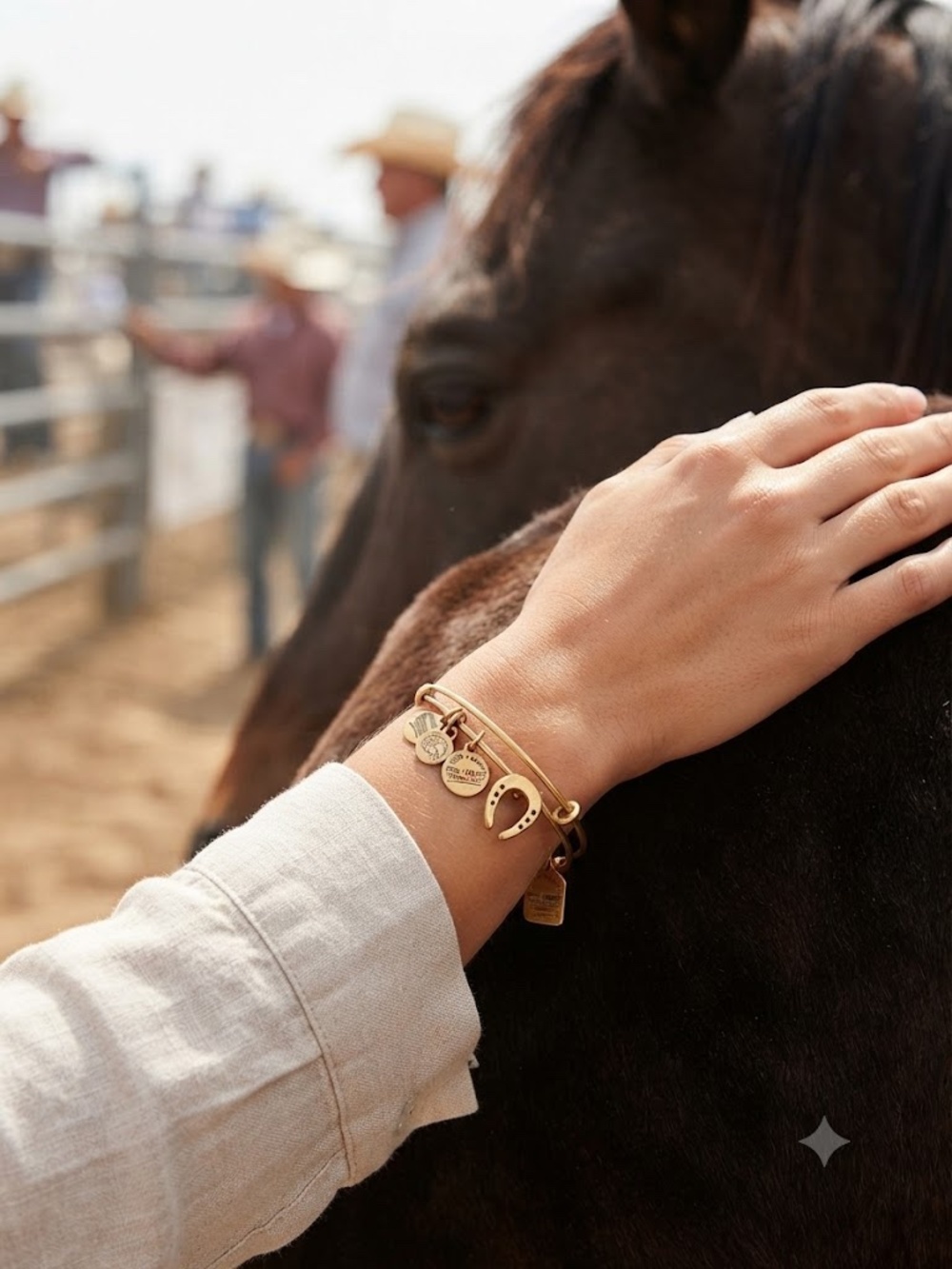Alex and Ani Gold-Tone Horseshoe Bangle with Branded Discs